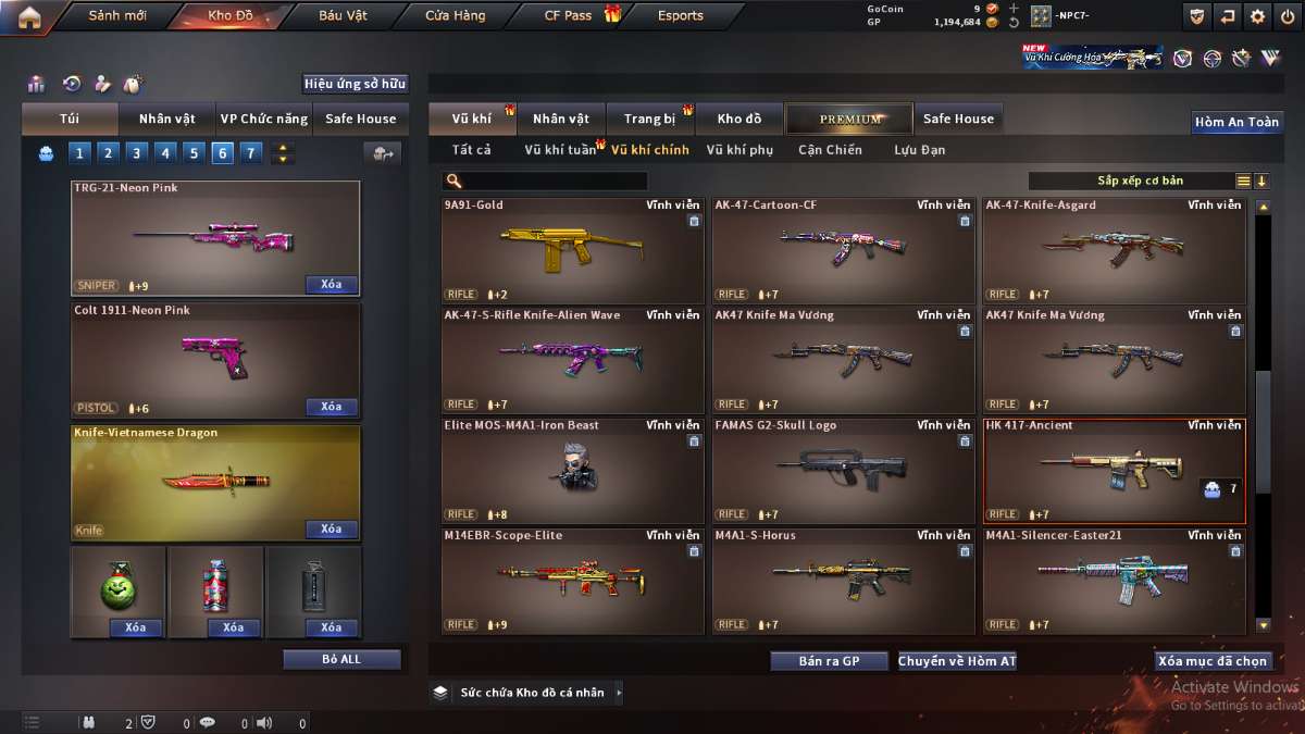 shop acc cf uy tin gia re